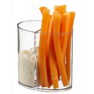 FINGERFOOD - container Ellipse 2-chamber 125ml, transparent 6.3x4.7x6.5cm, pack of 40 pieces