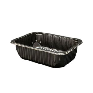 Welding delicatessen container PP 187x137xh.50mm black, undivided, ribbed, 720 pieces