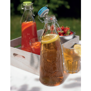 Glass bottle 1000ml with closure ICE COLD DRINK dia.10xh.27cm