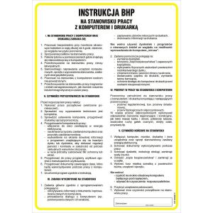 Instructions for use at a workplace with a computer and printer DN - 350 x 245mm IAA10DNHN