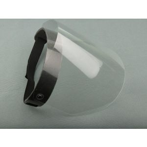 Protective visor made of Plexiglas, openable, packed individually