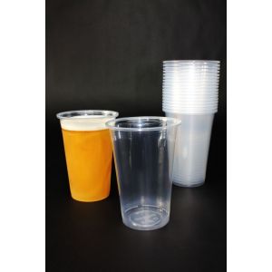 Beer mug PP 0,4l PREMIUM transparent, smooth, without dodger dia.95mm, 50 pcs