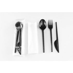 Black Knife+Fork+Serving spoon (250 sets) BLACK TnP