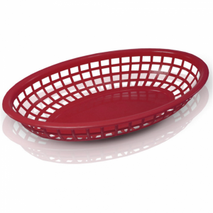 Serving basket red medium 24x15x4,5cm, 12 pcs