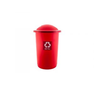 TOP BIN waste bin for separate collection, 50L, with tilt out flap "METAL" red