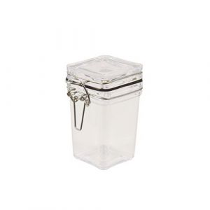 FINGERFOOD - mini square jar 110ml crystal 5x5x6.9 PS resealable, 10 pieces