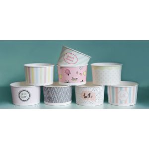 Paper bowl for ice cream, ø 92xh55mm, pastel 245ml, mix designs, 25 pieces