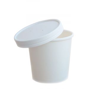 Paper container, PE-coated White soup 350ml dia. 90mm, 25 pieces