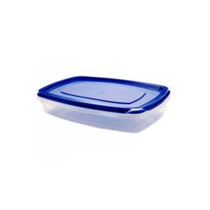 Food container reusable 1L, transparent with blue lid, price per 1 item