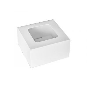 Pudełko 13x13x7cm biało/białe - OKNO op.220szt. bez nadruku