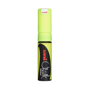 Chalk marker UNI CHALK PWE-8K yellow, cut-off tip, line thickness 8 mm