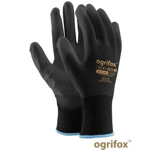 Black nylon gloves size 9 12 pcs (k/20) PU coated
