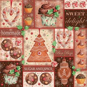 Serwetki 33x33 MAKI GWIAZDKA 0204 01 Sugar and Spice Gingerbread Collage op. 20 sztuk
