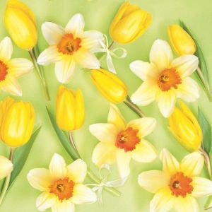 Napkins 33x33 MAKI SPRING 0061 01 Yellow Tulips & Daffodils, 20 pieces