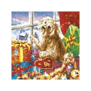 Napkins 33x33 STARS 0217 01 Dog with Christmas Gifts op. 20 pcs