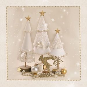 Serwetki 33x33 MAKI GWIAZDKA 0136 01 White Handmade Christmas Trees op. 20 sztuk