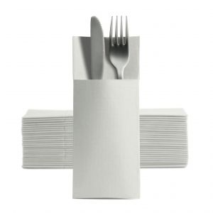 Cutlery pouch with napkin PUNTA white 38x32cm, 50 pieces