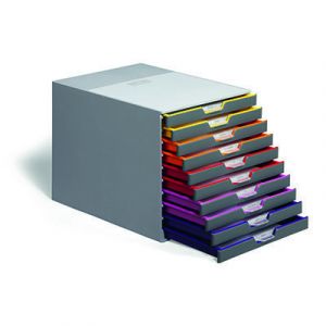 VARICOLOR pojemnik z dziesięcioma koloro wymi szufladkami. Wymiary: 280x292x356 m
