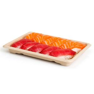 Sushi Box 5 trays of cane 23,5x15,5x2, 50 pieces, natural, biodegradable (k/16)