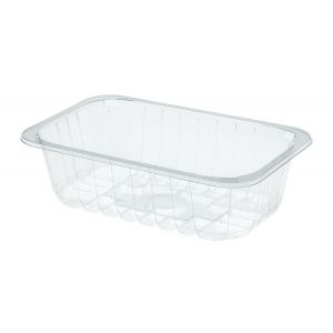 Welding delicatessen container 1350ml transparent, 230x144xh.65mm, undivided, ribbed, 480 pieces