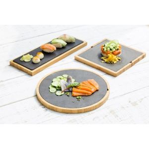 Bamboo set tray and slate, square 22x22xh.1,7cm.