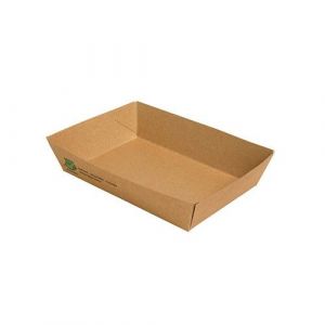Brown tray for chips, burgers, salads 11x16x4cm PURE biodegradable, 80 pieces