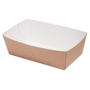 Brown tray for chips, burgers, salads 7,5x13,5x3,7cm, bottom size 6x12x4cm TnG, 100 pieces