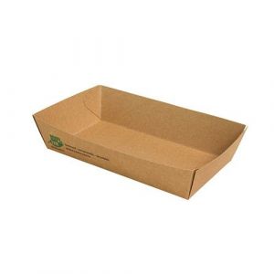 Brown tray for chips, burgers, salads 8,5x15,5x3,5cm PURE biodegradable, 80 pieces