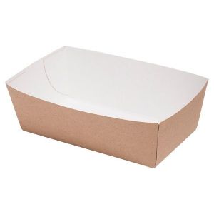 Brown tray for chips, burgers, salads 14,5x8x5,5cm TnG, 100 pieces