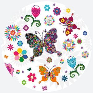 Paper plate GENERAL 180 mm, Butterflies design no. 031701 Glass Butterfly, 8 pcs