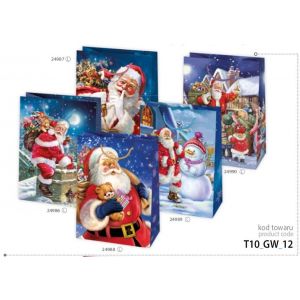 Decorative bag T10 Christmas, set no 12, dimensions 345x480x130, price per pack of 10 pieces