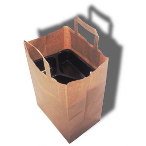 Block bag 260x170x340 unbleached flat handle, brown