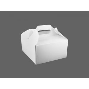 Cake box with handle white 18x18x10cm, price per package 25pcs