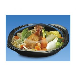Lunch container type WOK PP 500ml black bottom + transparent lid, set of 20 pieces