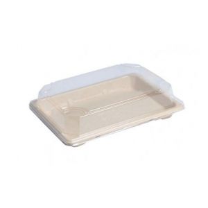 SUSHI sugar cane tray large with lid 213x133x15 set of 50 pieces