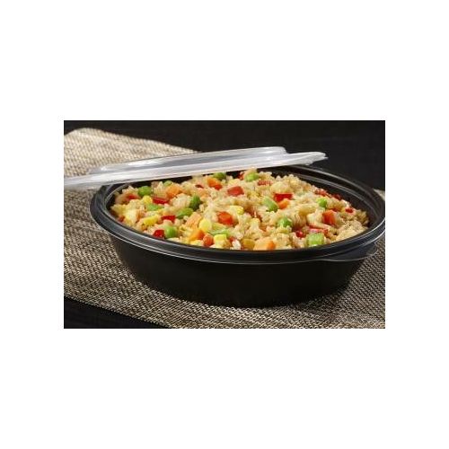 FastPac round container 1000ml black 23x4cm, 25 pieces