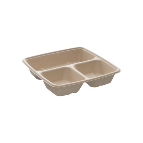 BePulp SQ23 square container 900ml op.75szt. tripartite (k/4) 23x23x4cm, Sabert