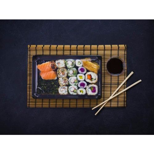 Sushi set 4" with cover 21,2x13,8x4cm VEGWARE, biodegradable pkg. 100 set"