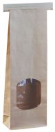 Paper bags brown-foiled with window, lockable, 260x88x47mm, price per pack 500pcs