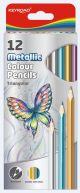 Pencil crayons KEYROAD, triangle, metallic, 12pcs, color mix