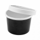 Paper soup container, diameter 9xh.6cm black 240ml set with lid, 25 sets