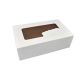 Pudełko cukiernicze 25x15x8 biało/brąz bez nadruku z okienkiem op. 50 sztuk