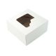 Pudełko cukiernicze 28x28x13 biało/brązowe bez nadruku z okienkiem, cena za op. 50szt