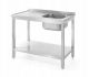 Table with one sink with shelf - right - screwed 811870