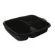 Lunch container PP black, 2 chamber 25,5x18,5cm height 5,5cm, microwave, 50pcs