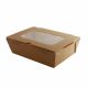 Brown salad box 1500ml 185x125x60mm, 136pcs with window