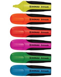 DONAU D-Fresh fluoreszkáló highlighter , 2-5mm (vonal), 6db, vegyes színűek