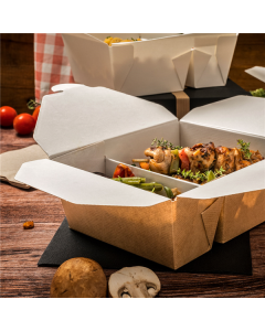 TAKEOUT BOX 15.2x12.1x6.5cm delad 900+450ml, op.50st (k/6) THEPACK