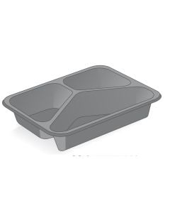 Förslutningsbar lunchlåda D-9410, 3-delad, svart, 227x178x33, pris per förpackning om 40 st.