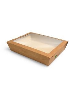 Brun salladsbox 1500ml 225x180x45mm PURE biologiskt nedbrytbar op. 40 st